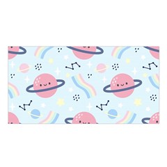 Cute Planet Space Seamless Pattern Background Satin Shawl