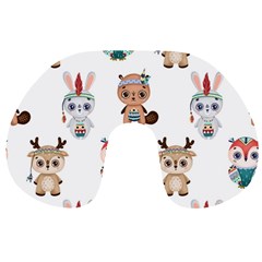 Cute Cartoon Boho Animals Seamless Pattern Travel Neck Pillow