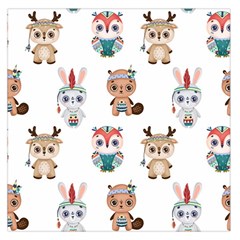 Cute Cartoon Boho Animals Seamless Pattern Large Satin Scarf (square)