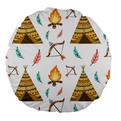 Cute Cartoon Native American Seamless Pattern Large 18  Premium Round Cushions