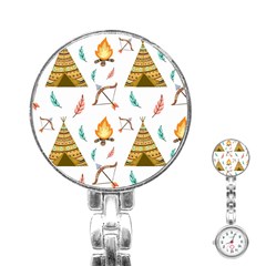 Cute Cartoon Native American Seamless Pattern Stainless Steel Nurses Watch