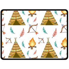 Cute Cartoon Native American Seamless Pattern Double Sided Fleece Blanket (large) 