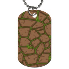 Cartoon Brown Stone Grass Seamless Background Texture Pattern Dog Tag (one Side) by BangZart
