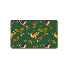 Cute Seamless Pattern Bird With Berries Leaves Magnet (name Card) by BangZart