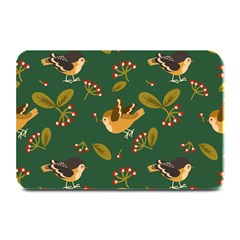 Cute Seamless Pattern Bird With Berries Leaves Plate Mats by BangZart