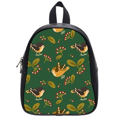 Cute Seamless Pattern Bird With Berries Leaves School Bag (small) by BangZart