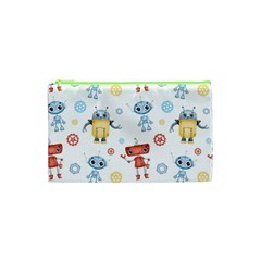 Cute Cartoon Robots Seamless Pattern Cosmetic Bag (xs)