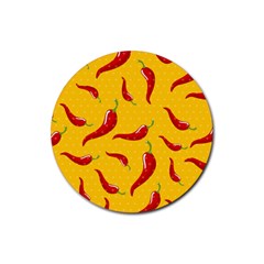Chili Vegetable Pattern Background Rubber Coaster (round)  by BangZart