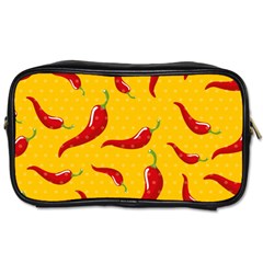 Chili Vegetable Pattern Background Toiletries Bag (two Sides) by BangZart