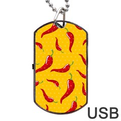 Chili Vegetable Pattern Background Dog Tag Usb Flash (one Side) by BangZart