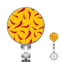 Chili Vegetable Pattern Background Stainless Steel Nurses Watch by BangZart