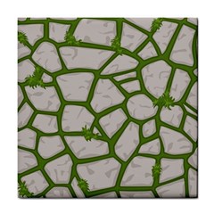 Cartoon Gray Stone Seamless Background Texture Pattern Green Tile Coaster