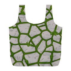 Cartoon Gray Stone Seamless Background Texture Pattern Green Full Print Recycle Bag (l)