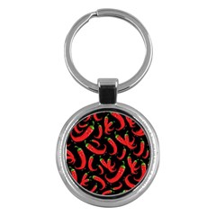 Seamless Vector Pattern Hot Red Chili Papper Black Background Key Chain (round) by BangZart