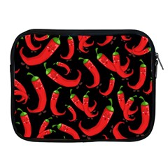 Seamless Vector Pattern Hot Red Chili Papper Black Background Apple Ipad 2/3/4 Zipper Cases