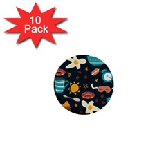 Seamless Pattern With Breakfast Symbols Morning Coffee 1  Mini Buttons (10 Pack) 