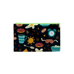 Seamless Pattern With Breakfast Symbols Morning Coffee Cosmetic Bag (xs)