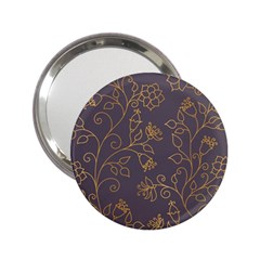 Seamless pattern gold floral ornament dark background fashionable textures golden luster 2.25  Handbag Mirrors