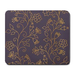 Seamless pattern gold floral ornament dark background fashionable textures golden luster Large Mousepads