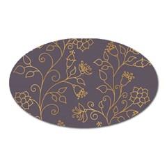 Seamless pattern gold floral ornament dark background fashionable textures golden luster Oval Magnet