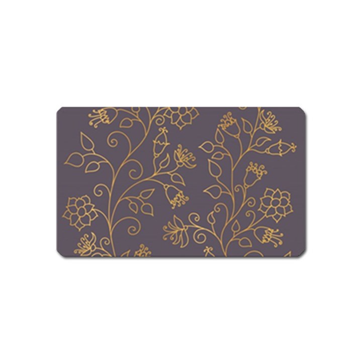 Seamless pattern gold floral ornament dark background fashionable textures golden luster Magnet (Name Card)