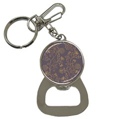 Seamless pattern gold floral ornament dark background fashionable textures golden luster Bottle Opener Key Chain