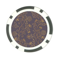 Seamless pattern gold floral ornament dark background fashionable textures golden luster Poker Chip Card Guard