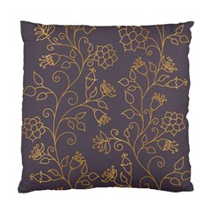 Seamless pattern gold floral ornament dark background fashionable textures golden luster Standard Cushion Case (Two Sides)