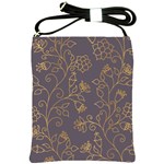 Seamless pattern gold floral ornament dark background fashionable textures golden luster Shoulder Sling Bag Front