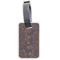 Seamless pattern gold floral ornament dark background fashionable textures golden luster Luggage Tag (one side)