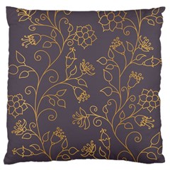 Seamless pattern gold floral ornament dark background fashionable textures golden luster Large Cushion Case (Two Sides)