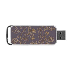 Seamless pattern gold floral ornament dark background fashionable textures golden luster Portable USB Flash (Two Sides)