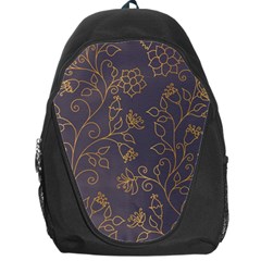 Seamless pattern gold floral ornament dark background fashionable textures golden luster Backpack Bag