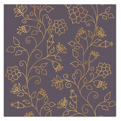 Seamless pattern gold floral ornament dark background fashionable textures golden luster Large Satin Scarf (Square)