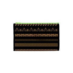 Set Antique Greek Borders Seamless Ornaments Golden Color Black Background Flat Style Greece Concept Cosmetic Bag (xs)