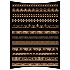 Set Antique Greek Borders Seamless Ornaments Golden Color Black Background Flat Style Greece Concept Back Support Cushion by BangZart