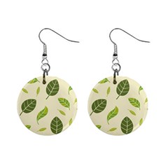 Leaf Spring Seamless Pattern Fresh Green Color Nature Mini Button Earrings by BangZart