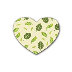 Leaf Spring Seamless Pattern Fresh Green Color Nature Rubber Coaster (heart)  by BangZart