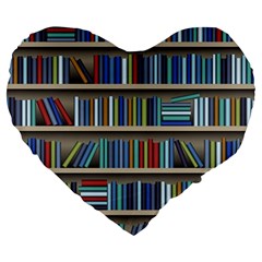 Bookshelf Large 19  Premium Flano Heart Shape Cushions