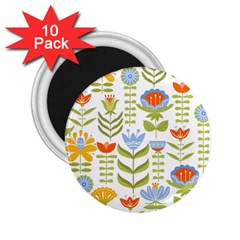 Seamless Pattern With Various Flowers Leaves Folk Motif 2 25  Magnets (10 Pack)  by BangZart