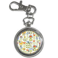 Seamless Pattern With Various Flowers Leaves Folk Motif Key Chain Watches