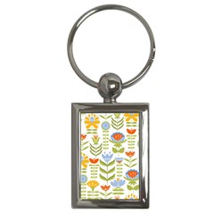 Seamless Pattern With Various Flowers Leaves Folk Motif Key Chain (rectangle) by BangZart