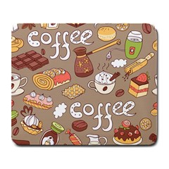 Vector Seamless Pattern With Doodle Coffee Equipment Large Mousepads by BangZart