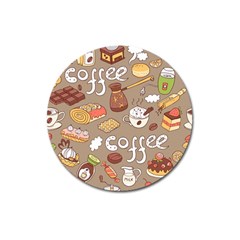 Vector seamless pattern with doodle coffee equipment Magnet 3  (Round)