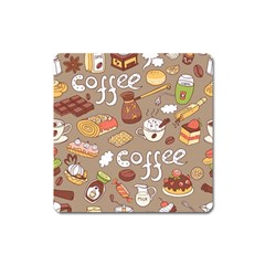 Vector seamless pattern with doodle coffee equipment Square Magnet