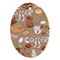 Vector seamless pattern with doodle coffee equipment Oval Ornament (Two Sides)