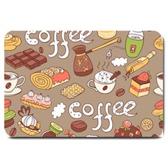 Vector seamless pattern with doodle coffee equipment Large Doormat 