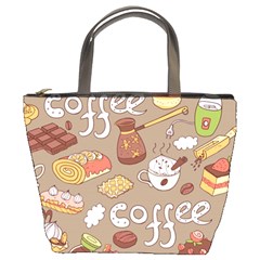 Vector seamless pattern with doodle coffee equipment Bucket Bag