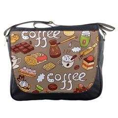 Vector seamless pattern with doodle coffee equipment Messenger Bag