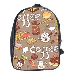 Vector seamless pattern with doodle coffee equipment School Bag (XL)